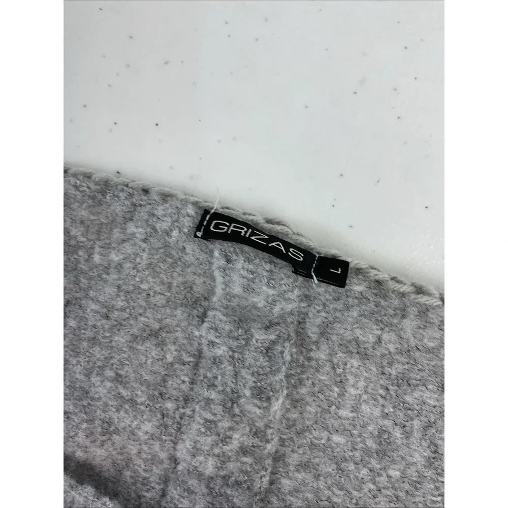 GRIZAS Oversized Boxy Lagenlook colorblock Blue Gray wool‎ blend Sweater size LG